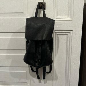 Black leather backpack purse